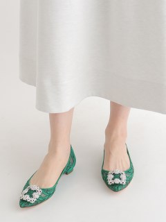 マノロ ブラニク(MANOLO BLAHNIK)の【HANGISI】レースフラットシューズ シューズ