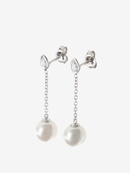 ミズキ(MIZUKI)の雫ダイヤ付き パールスウィングピアス アクセサリー